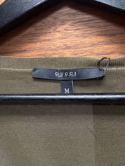 Gucci Olive Green Ruched Side Sean Short Sleeve Shirt