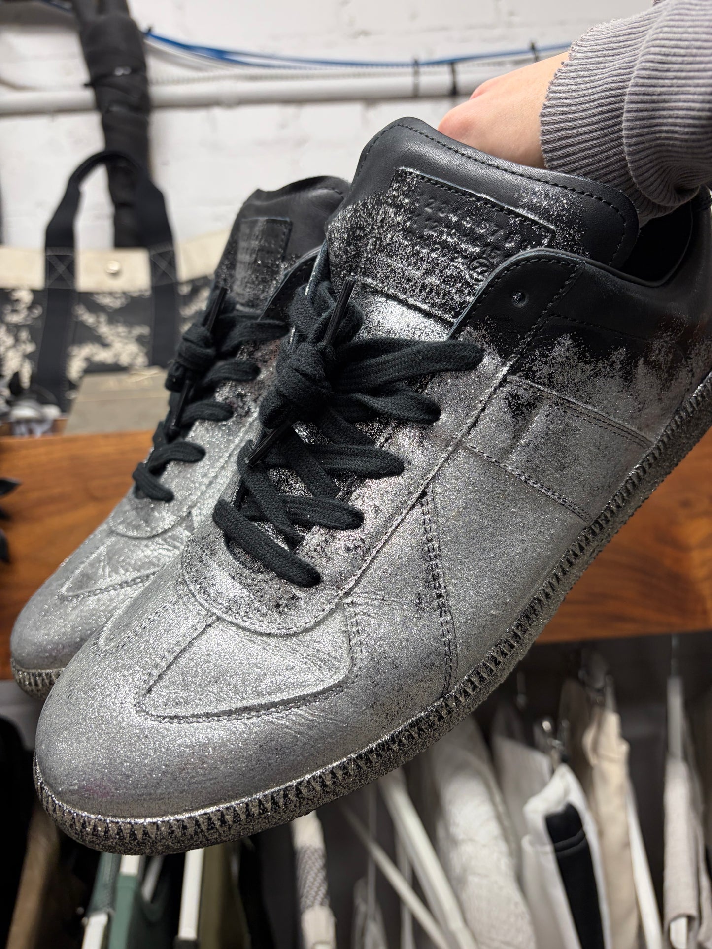 Maison Margiela ‘Silver Dipped’ Black G.A.T. Low Top Sneakers