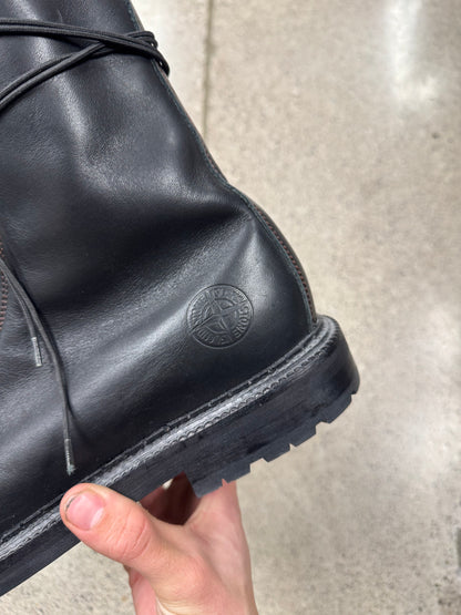 Stone Island x Diemme Black Leather Combat Boots
