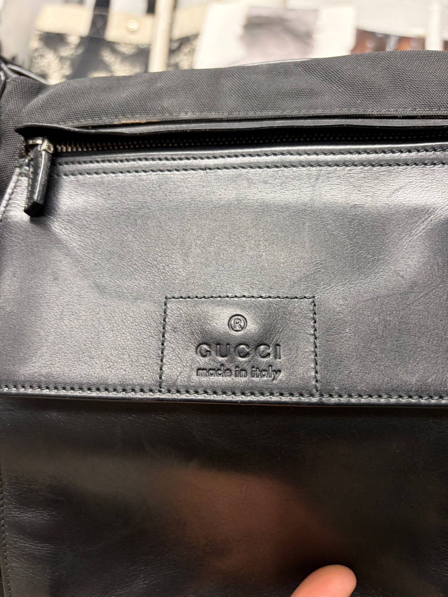 Vintage Gucci by Tom Ford ‘Body Bag’ Tactical Leather Panelled Sling Bag