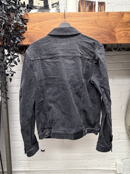 Roberto Cavalli Embroidered ‘Angel Wings’ Black Denim Trucker Jacket
