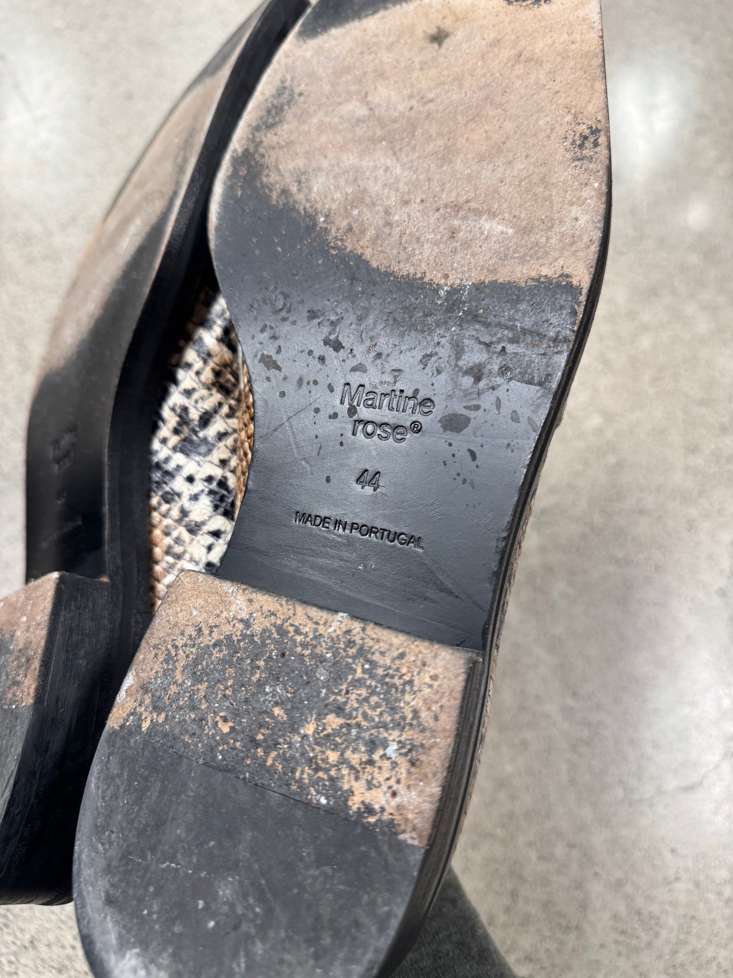 Martine Rose ‘Snakeskin’ Square Toe Leather Loafers