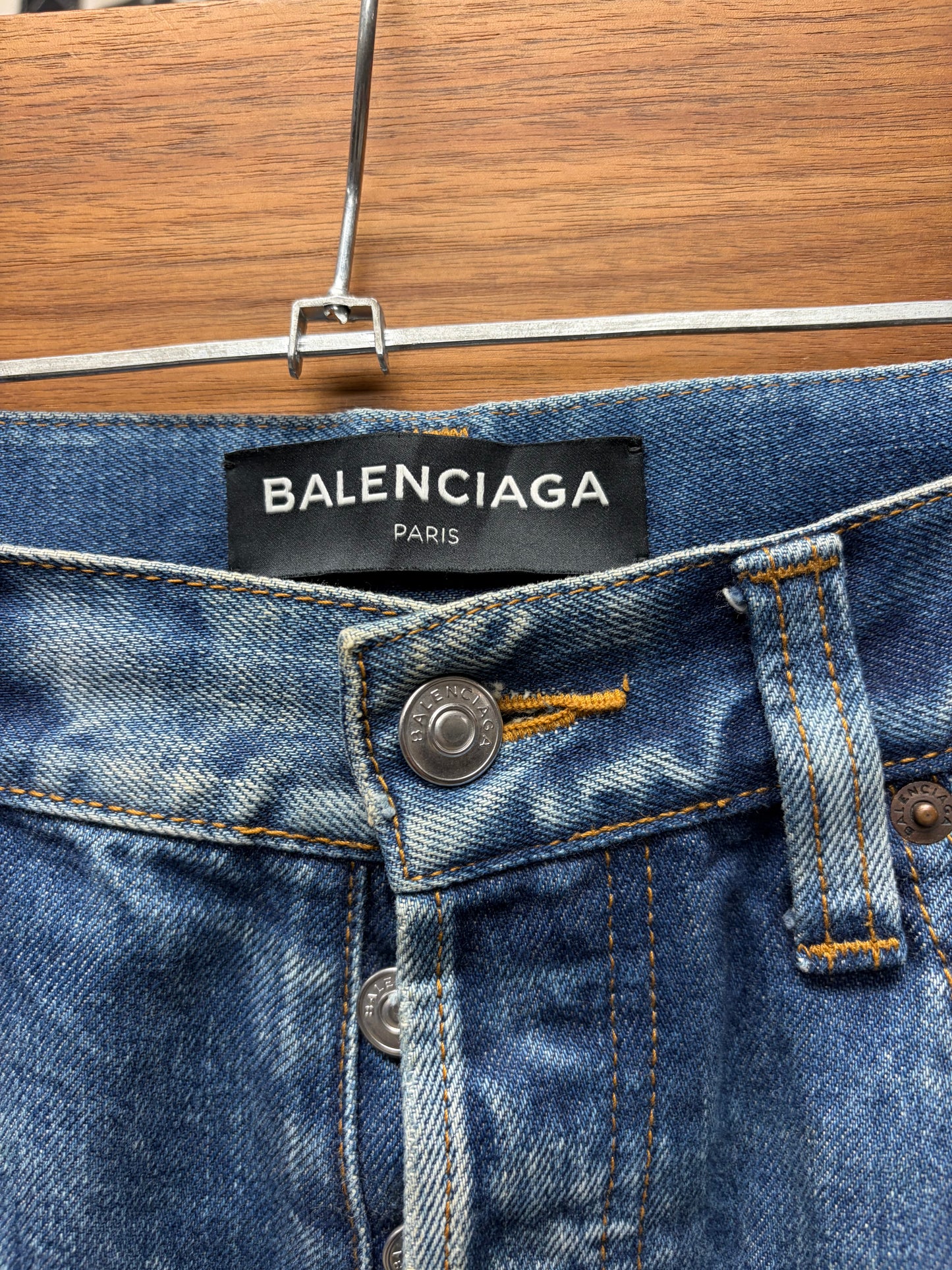 2017 Balenciaga Washed Blue Bootcut Denim