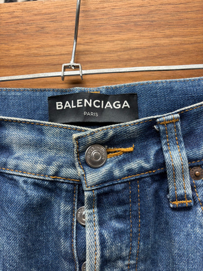 2017 Balenciaga Washed Blue Bootcut Denim