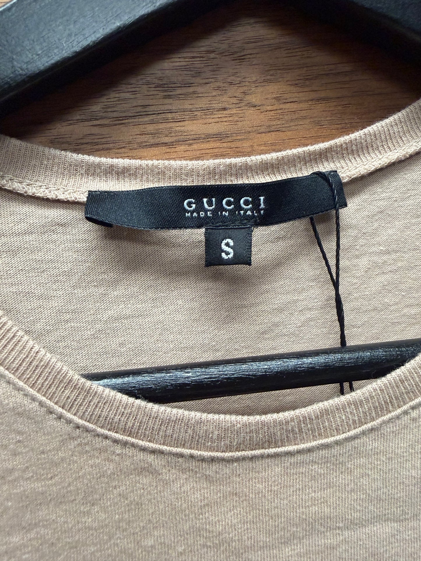 Gucci Minimalist ‘Neck Logo’ Nude Brown Short Sleeve T-Shirt