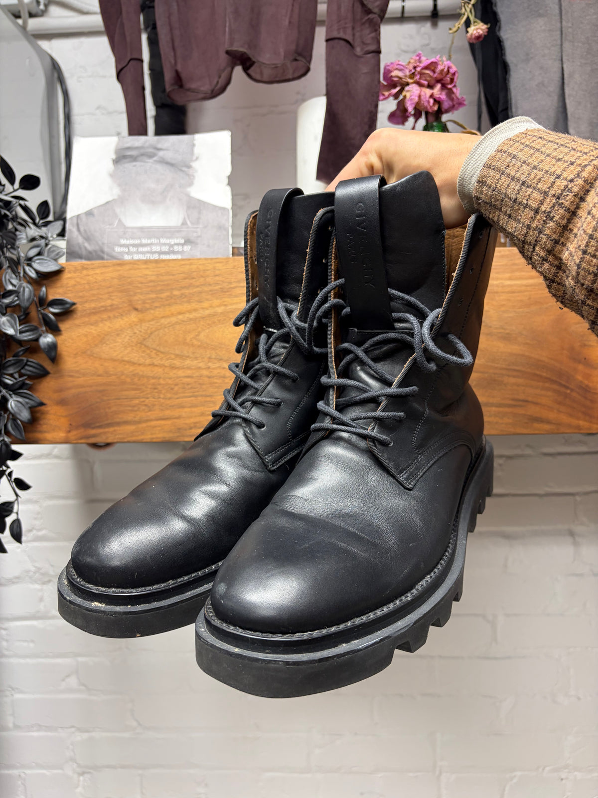 Givenchy ‘Ranger’ Black Calfskin Leather Lace Up Combat Boots