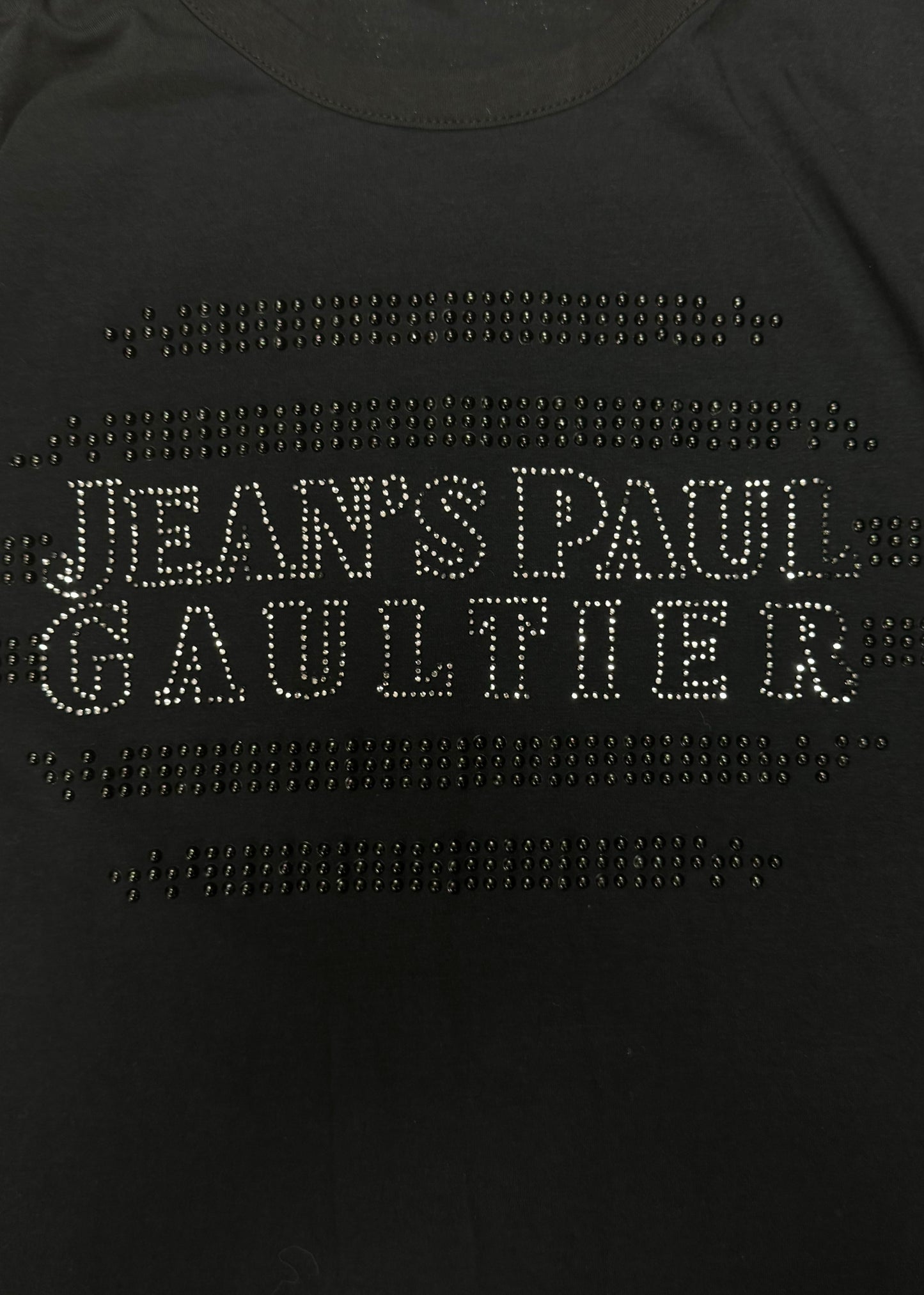 Vintage Jean Paul Gaultier Studded Chest Logo Black T-Shirt