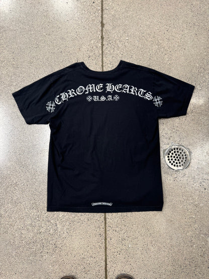 Vintage Chrome Hearts ‘Scroll Logo’ Faded Black T-Shirt