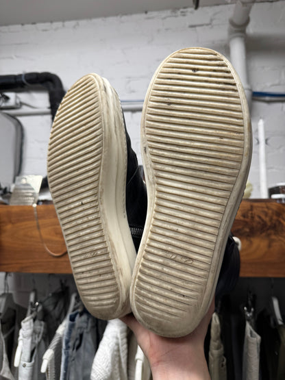 Rick Owens ‘Cargobasket’ Black/Milk Leather High Top Sneakers