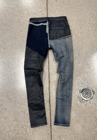 Rick Owens ‘Tyrone’ Blue/Black Waxed Skinny Jeans