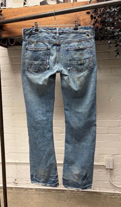 Early 2000s Rick Owens ‘Slab’ Carpenter Pocket Dirt Washed Blue Denim