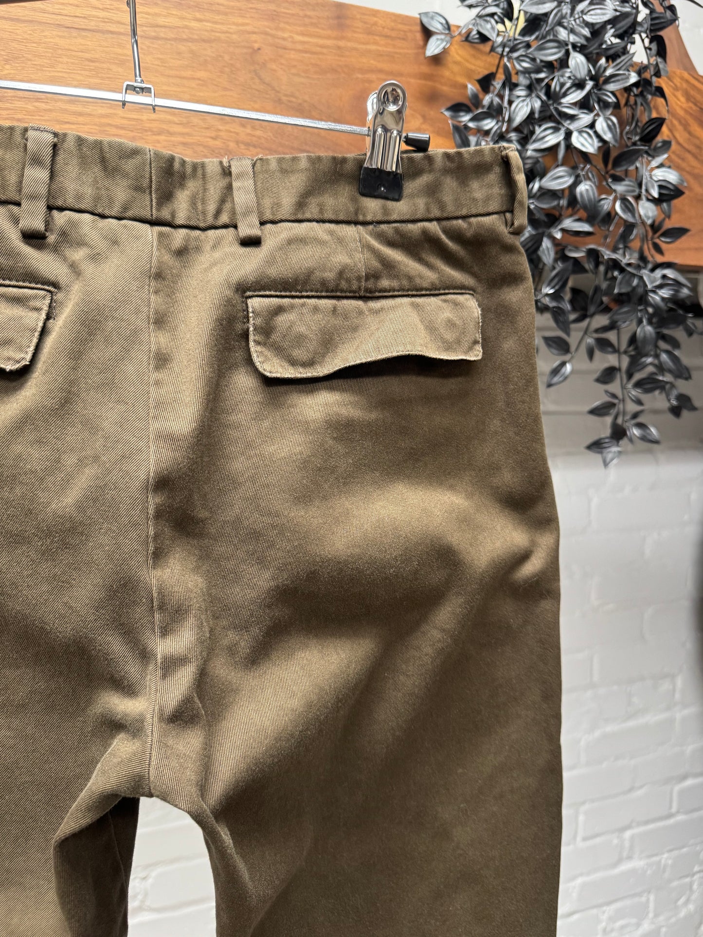 Dior Homme Brown Military Inspired Button Snap Skinny Denim