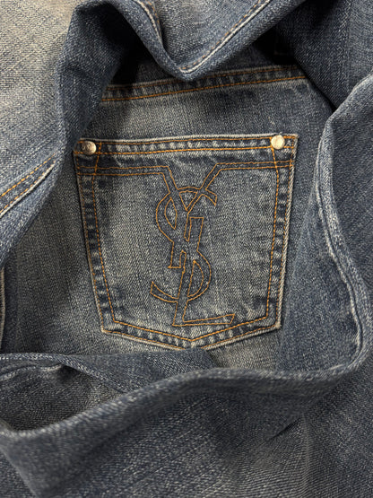 YSL ‘Rive Gauche’ Flared Blue Pocket Logo Denim