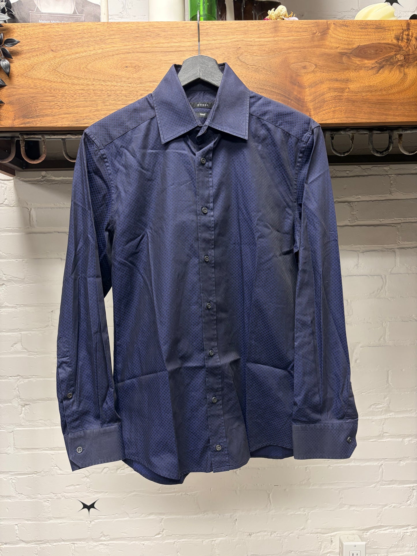 Gucci Purple ‘Diamond Interlock Pattern’ Purple Button Up Shirt