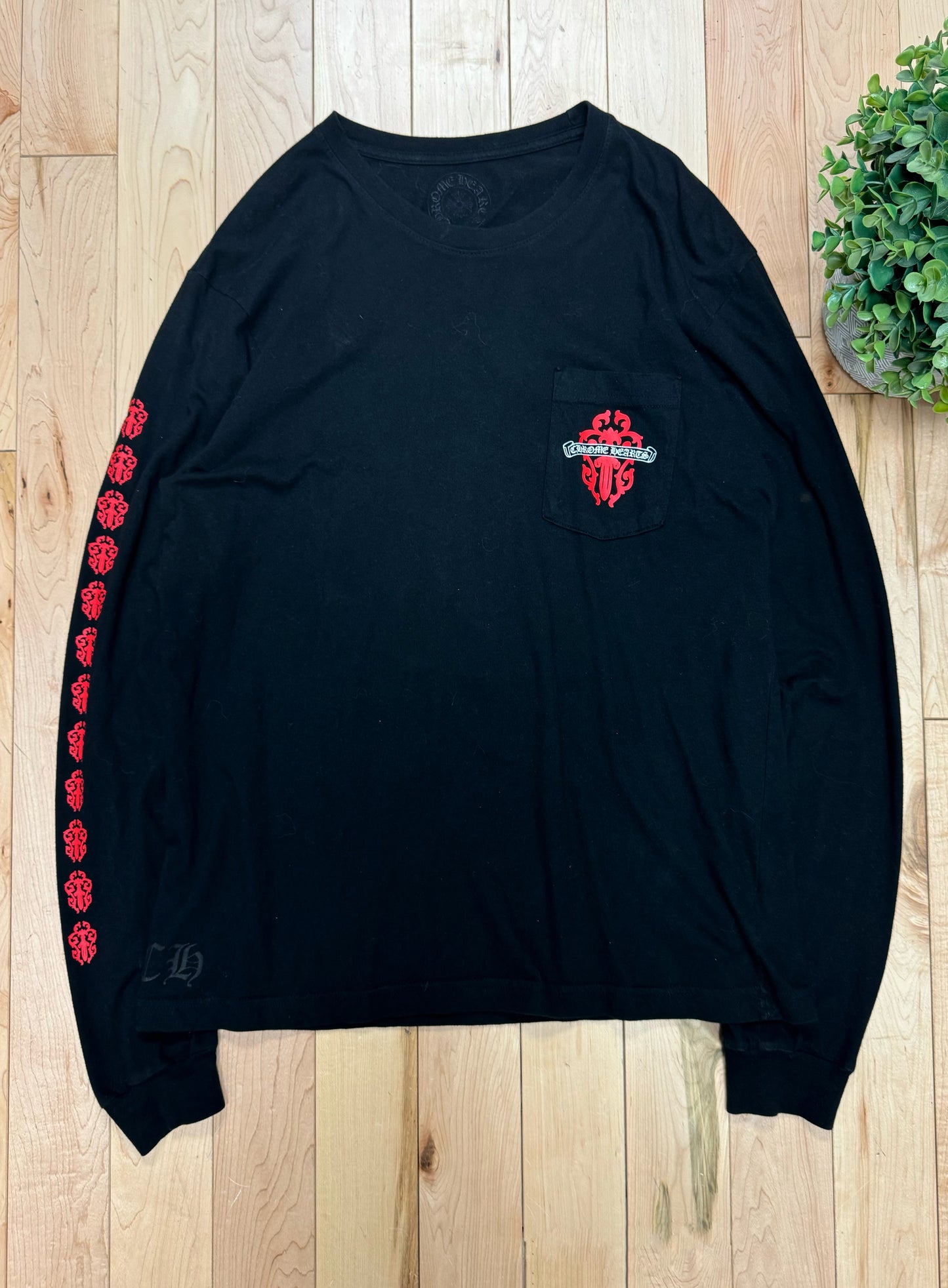 Chrome Hearts ‘Dagger’ Logo Red/Black Long Sleeve Shirt