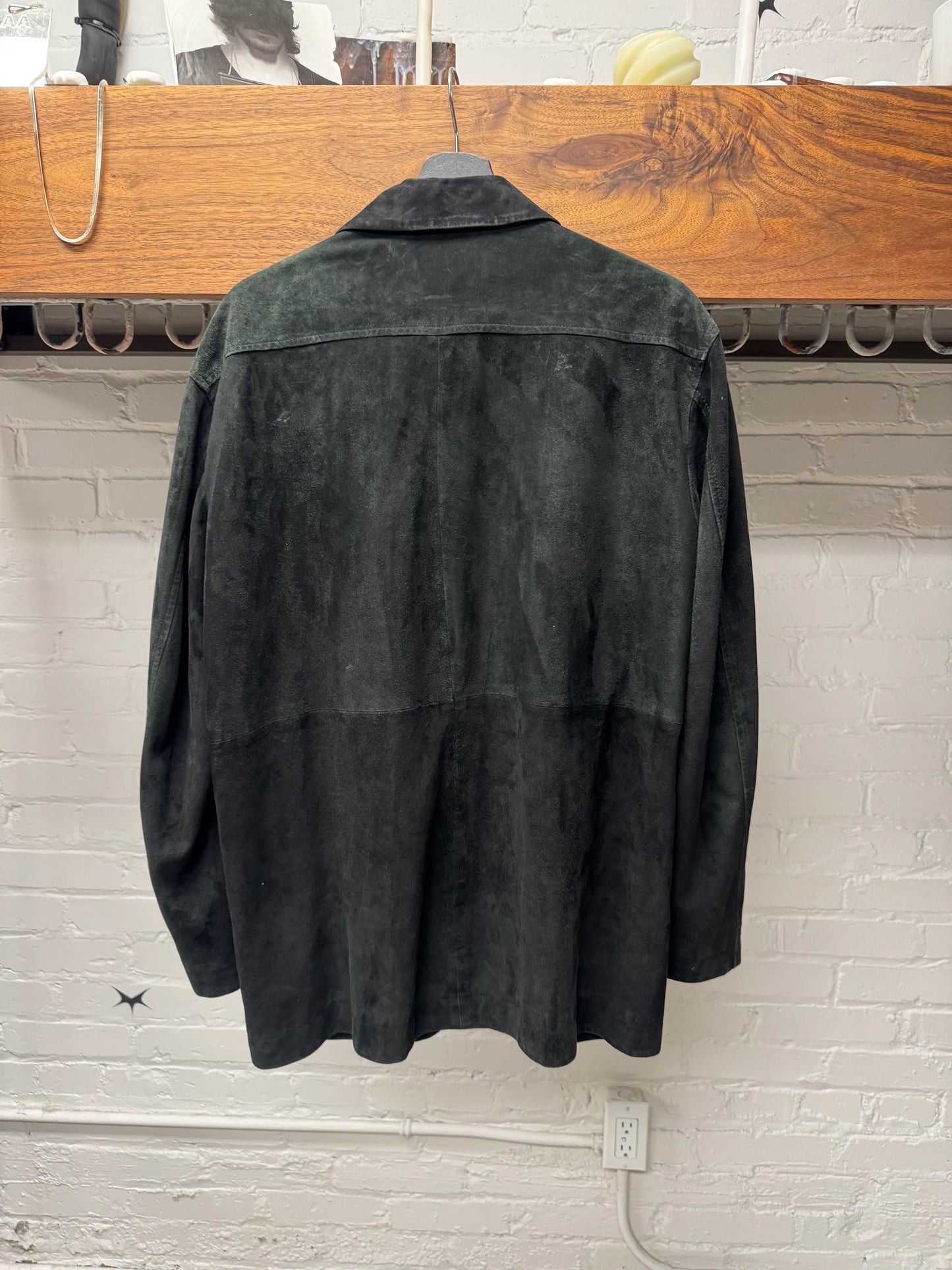 Vintage Issey Miyake Men Black Suede Collared Jacket