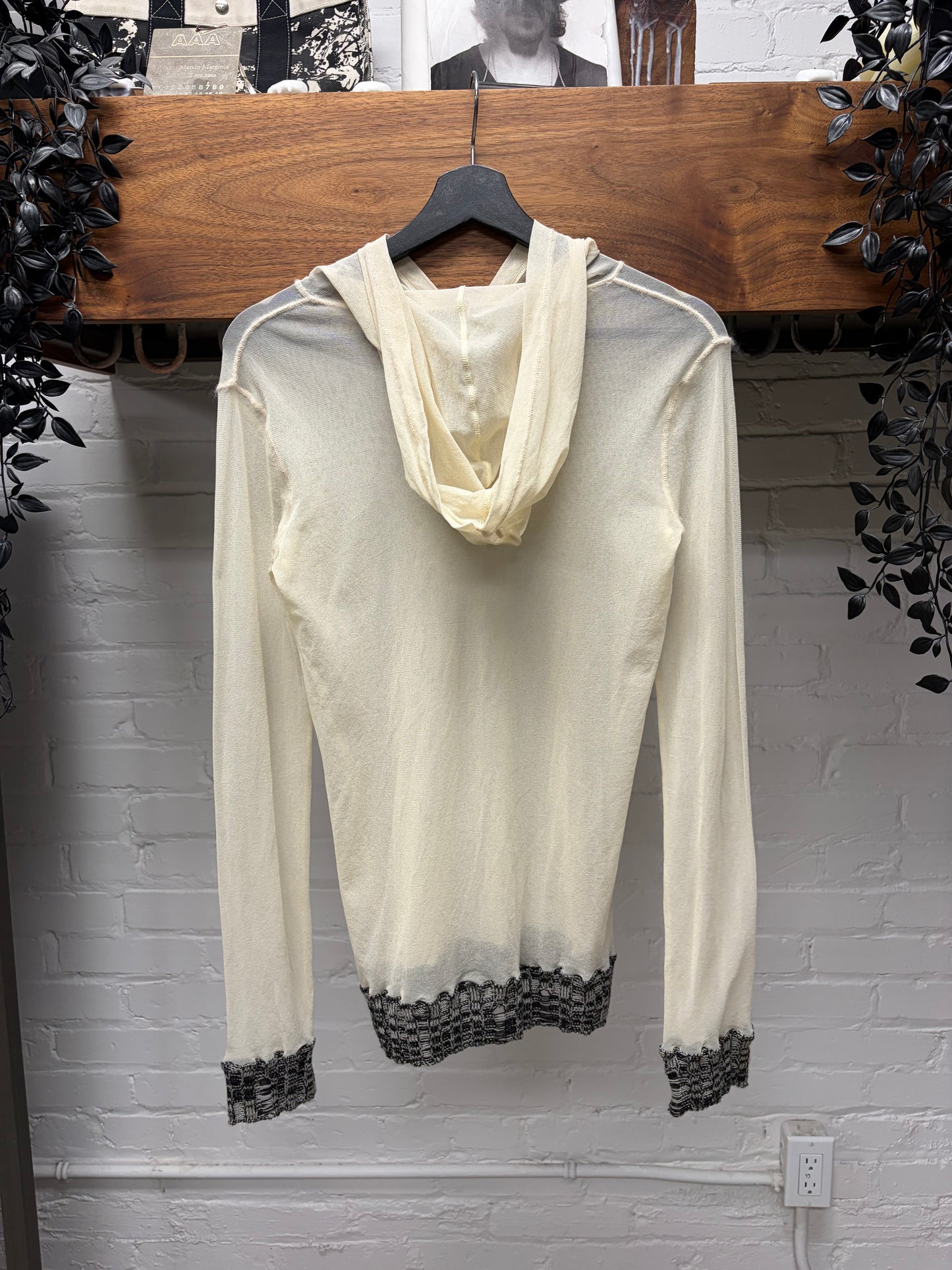 AW2004 Jean Paul Gaultier ‘Maille’ Mesh Hoodie with Lace Trim