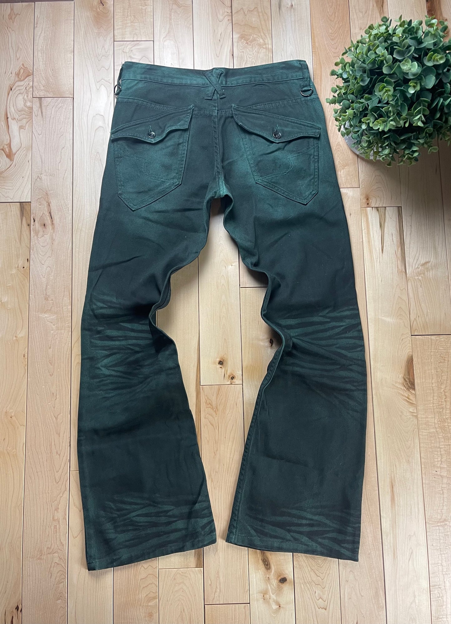 Semantic Design Washed Green Flared Denim