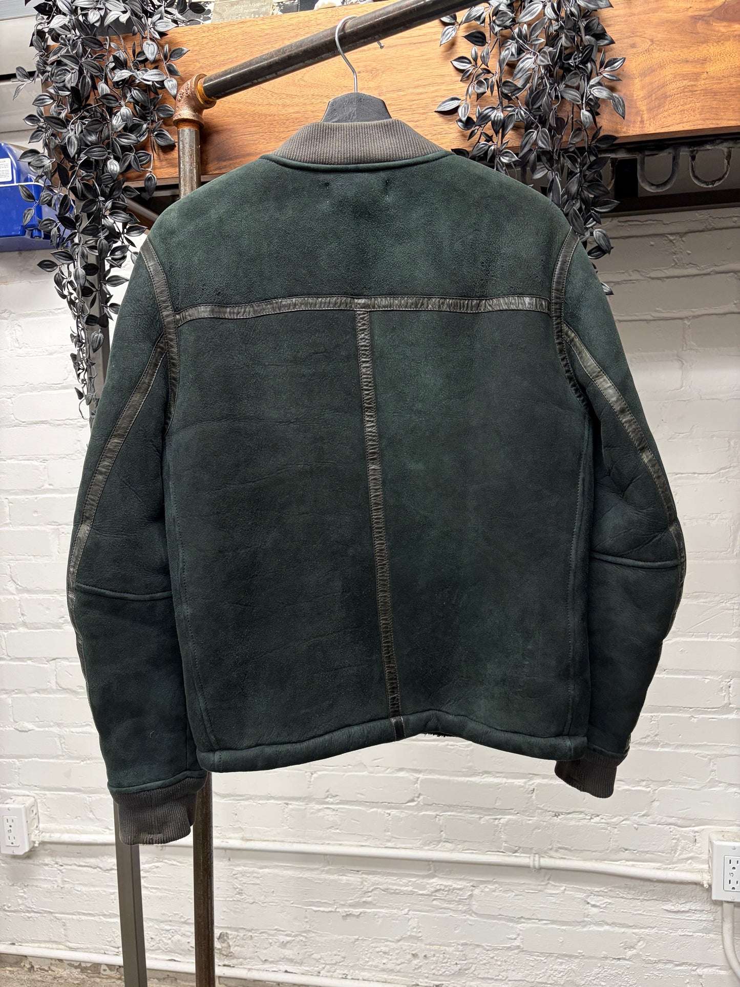 Vintage Stone Island ‘Garment Dyed’ Lambskin Suede Bomber Jacket with Shearling Liner