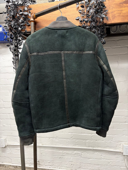 Vintage Stone Island ‘Garment Dyed’ Lambskin Suede Bomber Jacket with Shearling Liner