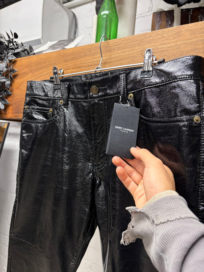 AW2013 Saint Laurent by Hedi Slimane ‘D02’ Black Waxed Faux Leather Vinyl Skinny Jeans