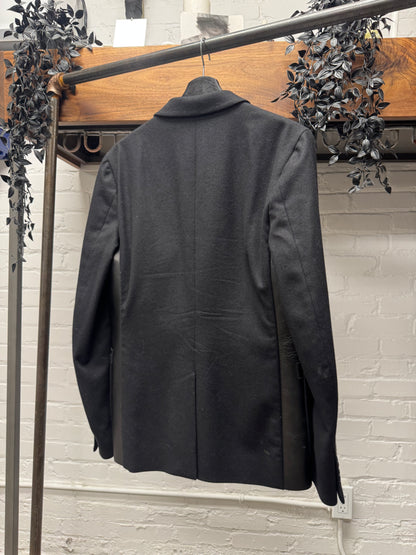 2000s Gucci ‘Leather Lapel’ Black Wool Slim Cut Blazer