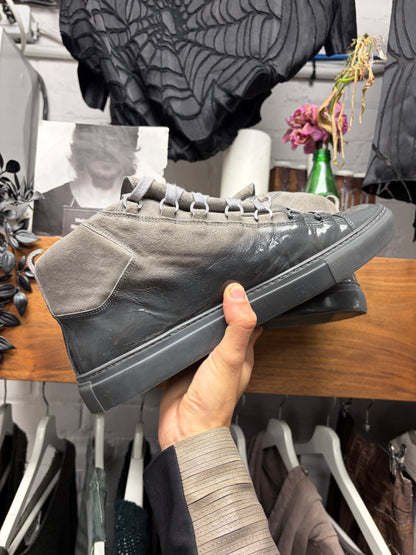 Balenciaga ‘Arena’ Gradient Grey Suede High Top Sneakers