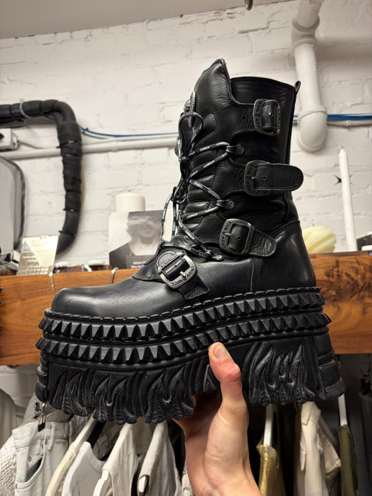 Vetements x New Rock ‘Tower’ Flame Platform Leather Boots