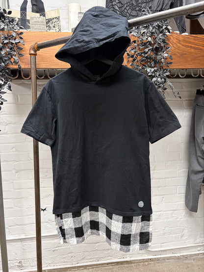 Number (N)ine Short Sleeve Layered Flannel Hoodie
