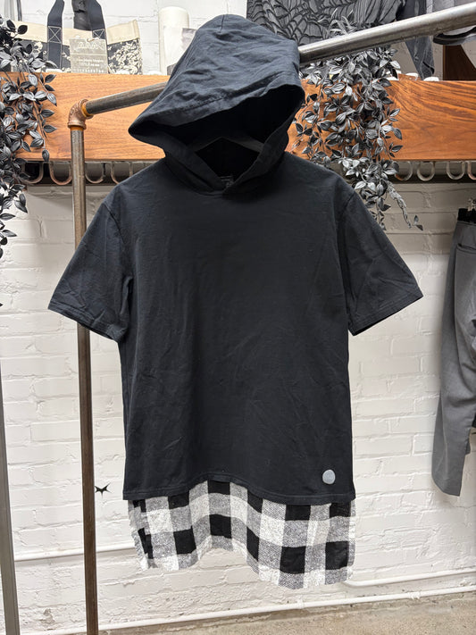 Number (N)ine Short Sleeve Layered Flannel Hoodie