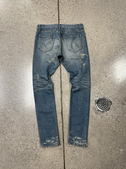 AW2013 Saint Laurent by Hedi Slimane ‘Crash’ Distressed Blue Denim