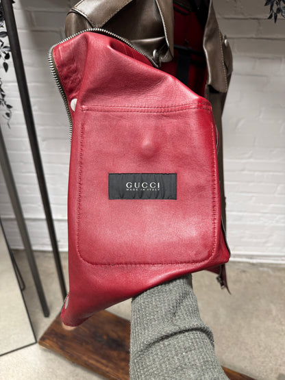 Gucci by Tom Ford Military Inspired Brown Lambskin Leather Field Jacket