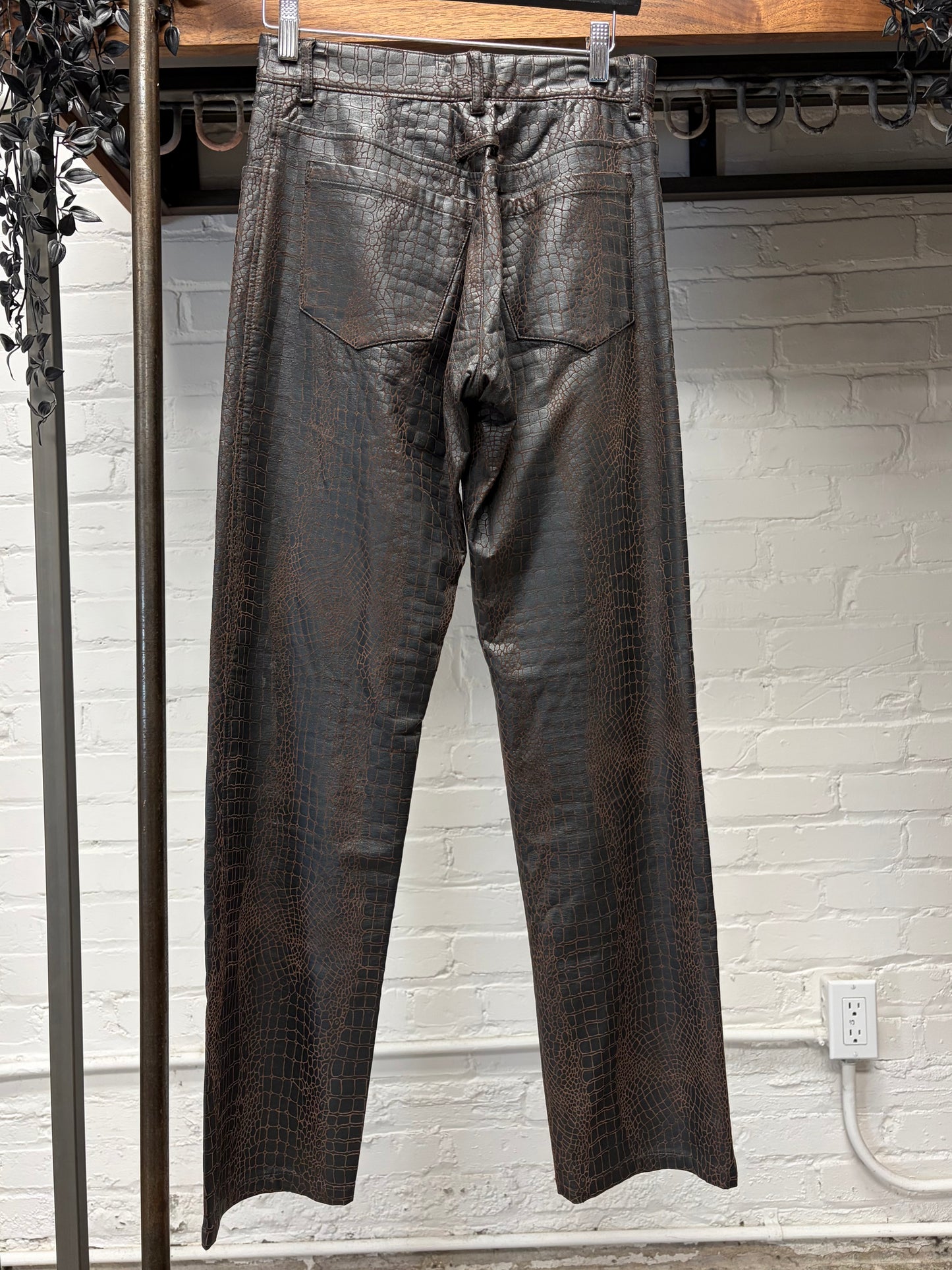 Vintage Jean Paul Gaultier Homme Crocodile Embossed Genuine Leather Pants