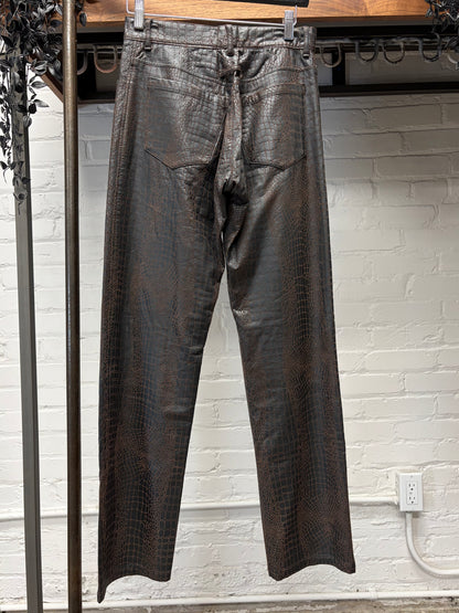 Vintage Jean Paul Gaultier Homme Crocodile Embossed Genuine Leather Pants