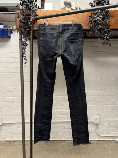 Rick Owens ‘Detroit’ Cut Waxed Raw Hem Denim