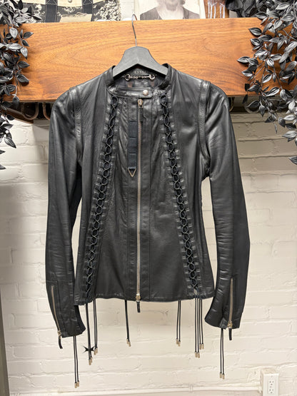 SS2010 Gucci by Frida Giannini Black Lambskin Leather ‘Corset Bondage’ Motorcycle Jacket