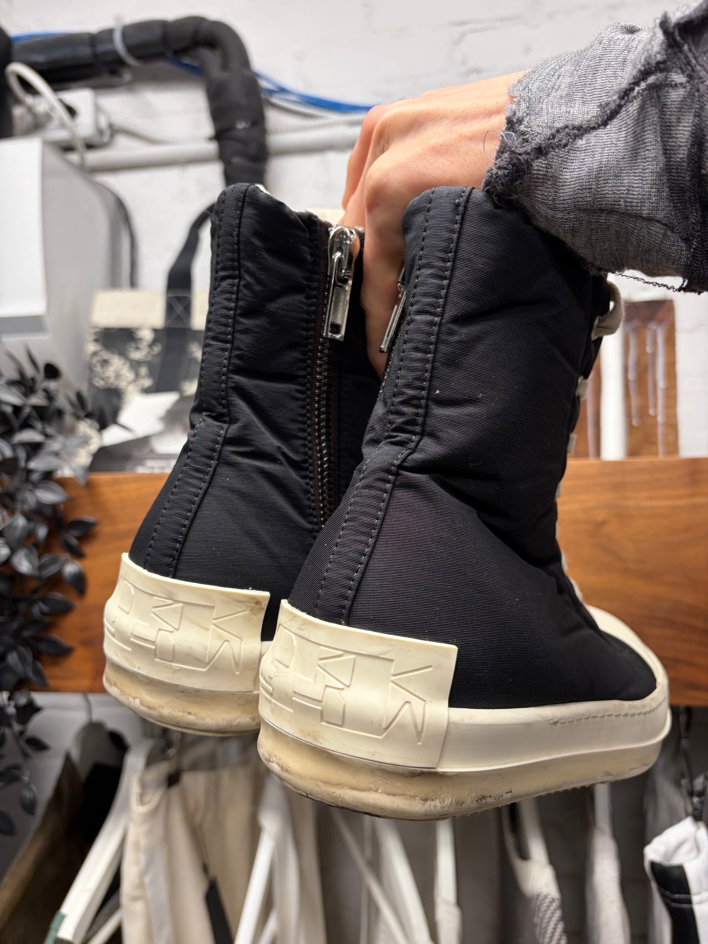 Rick Owens ‘Ramones’ Black/Milk High Top Sneakers