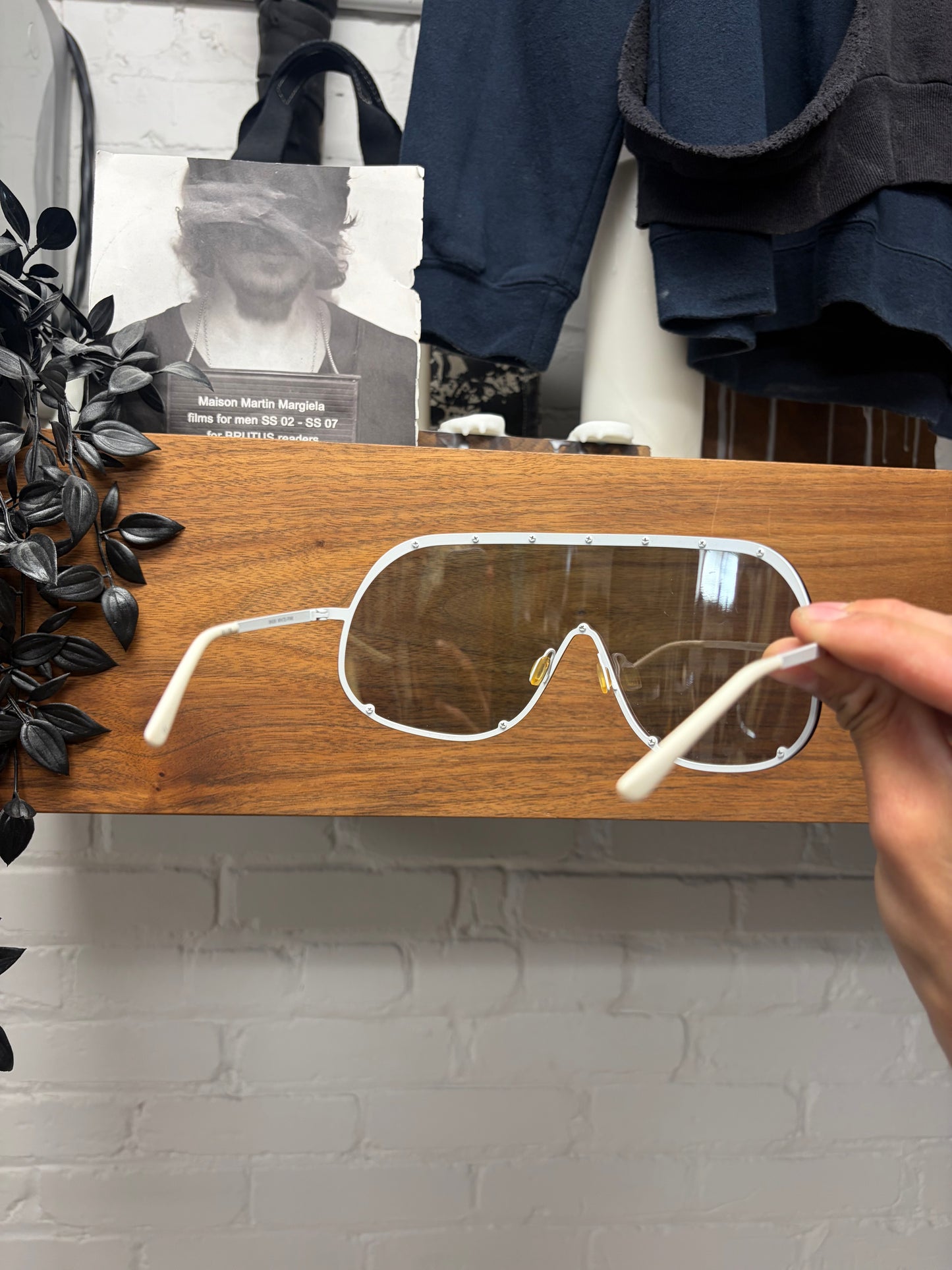 Rick Owens White/Black Tint Shield Sunglasses