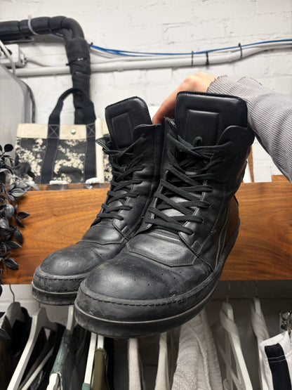 Rick Owens ‘Short Tongue’ Triple Black Geobasket High Top Sneakers