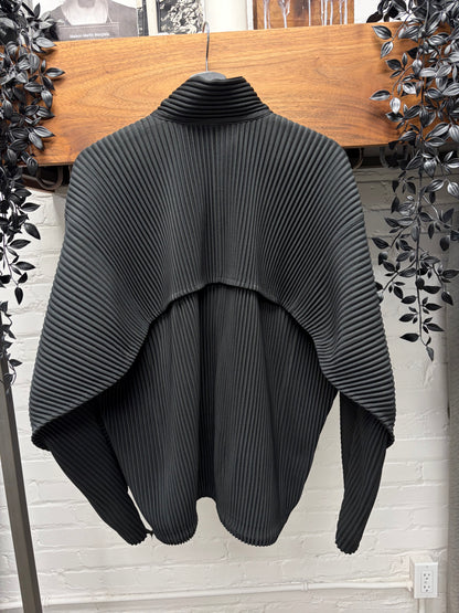 Issey Miyake Homme Plisse Pleated Black Zip-Up Track Jacket