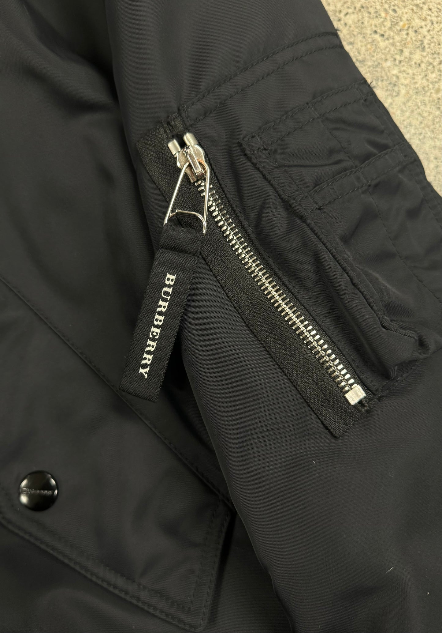 Burberry MA-1 Down Filled Black Nylon Bomber Jacket