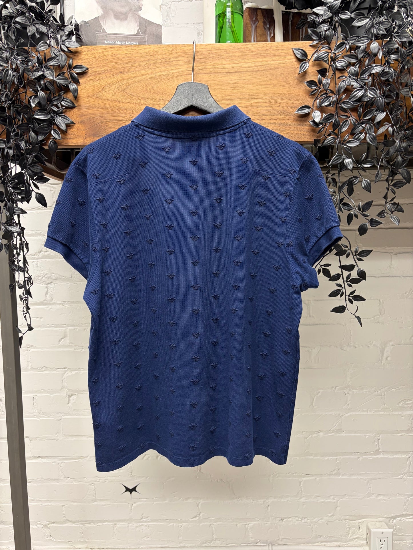 Dior Homme Full Pattern ‘Bee Logo’  Embroidered Navy Blue Polo