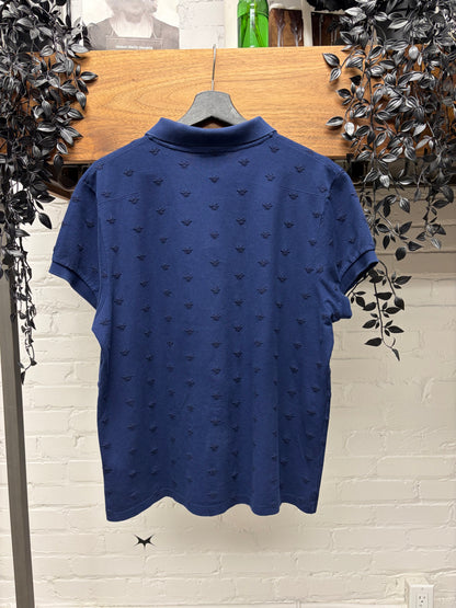 Dior Homme Full Pattern ‘Bee Logo’  Embroidered Navy Blue Polo