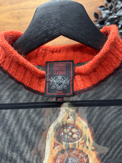 AW1998 Jean Paul Gaultier ‘Gothic’ Mesh/Wool Long Sleeve Top