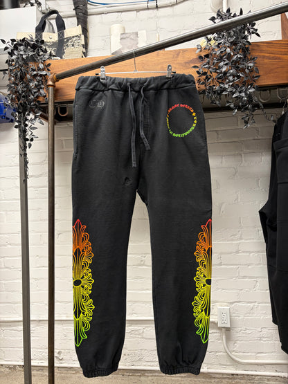 Chrome Hearts ‘Floral Cross’ Gradient Logo Black Drawstring Sweatpants