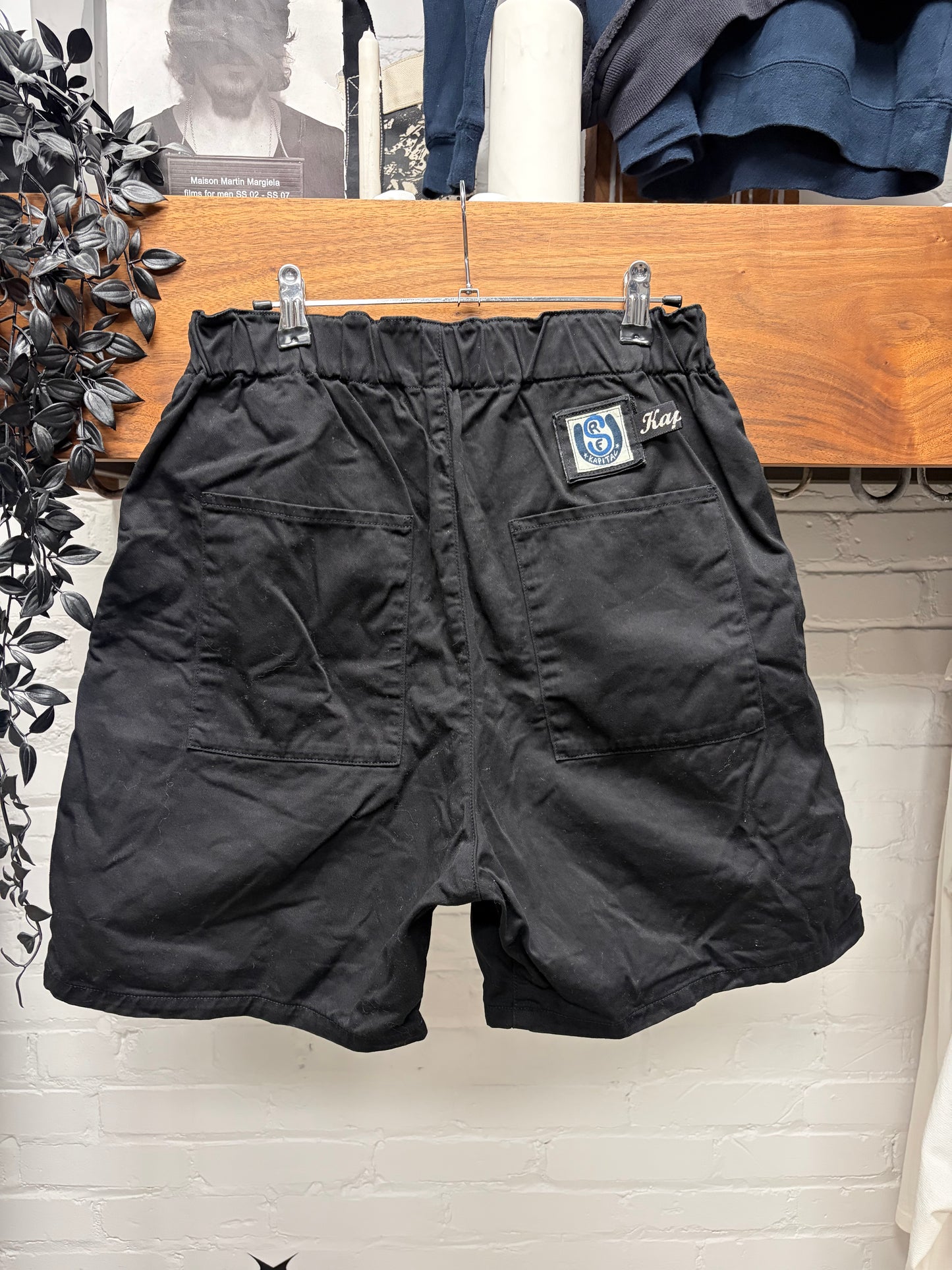 Kapital ‘Parachute’ Black Cotton Canvas Shorts
