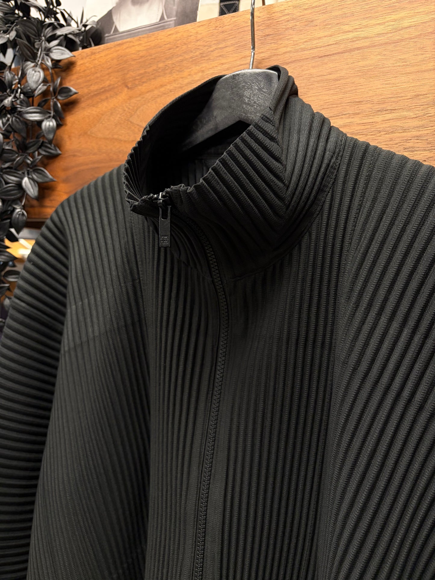 Issey Miyake Homme Plisse Pleated Black Zip-Up Track Jacket