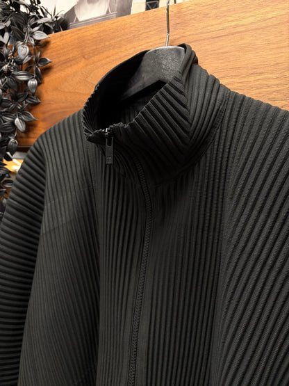 Issey Miyake Homme Plisse Pleated Black Zip-Up Track Jacket