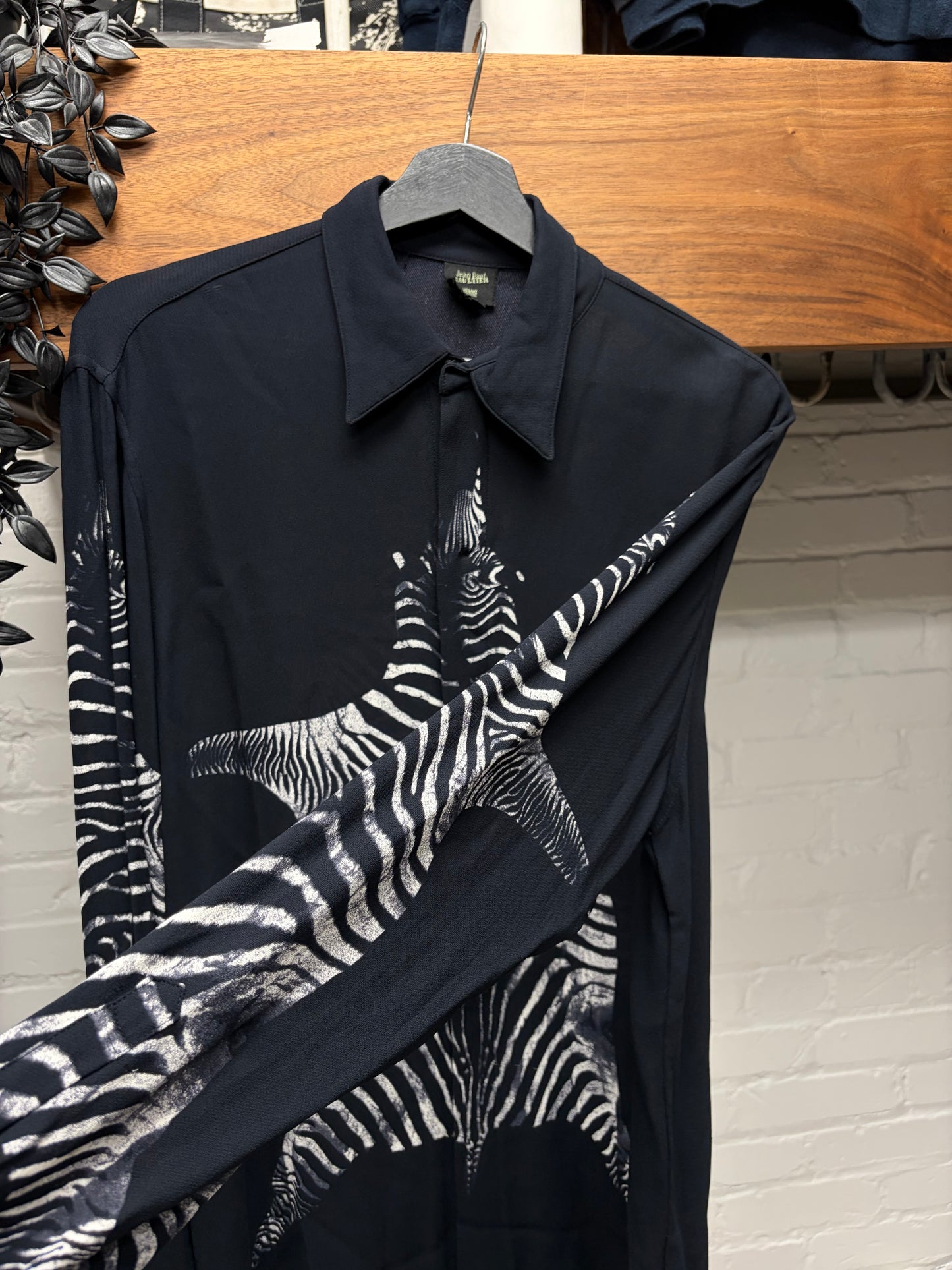 AW1998 Jean Paul Gaultier ‘Zebra Hide’ Button Snap Collared Evening Shirt
