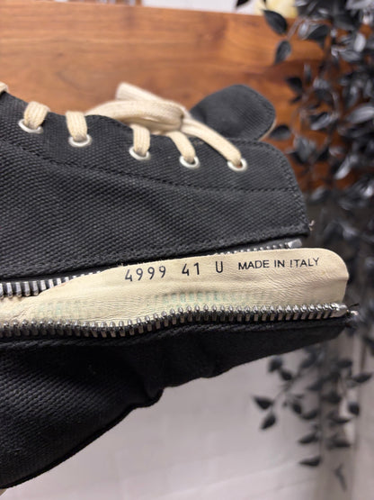 Rick Owens Black/Milk Canvas ‘Ramones’ High Top Sneakers